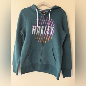 Harley-Davidson Women’s Hoodie, Pink/Orange/White graphic, EUC, size S